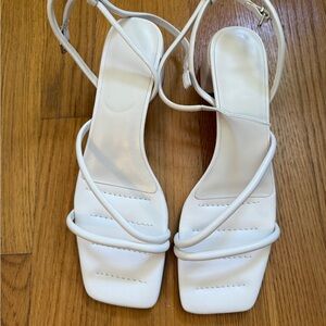 White Strappy Sandals with Low Heel
